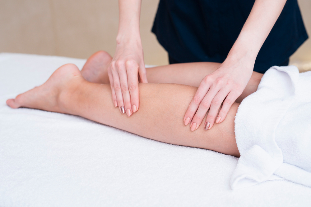 Lymphatic Drainage Massage of leg